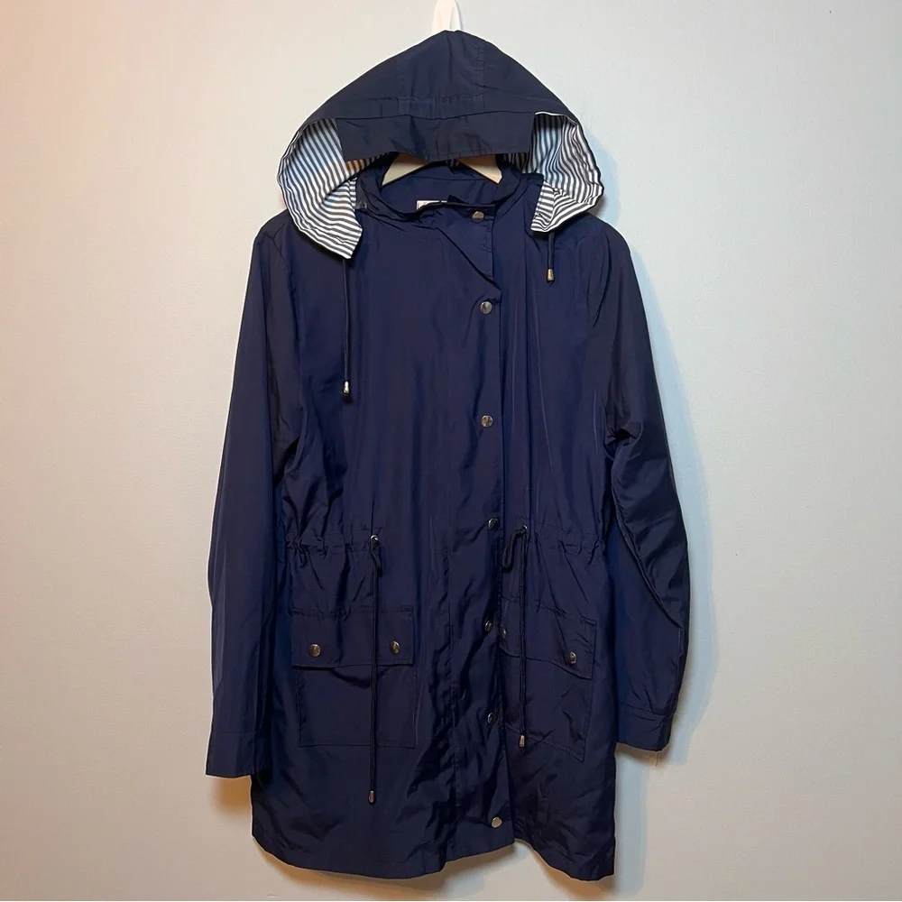 BBX Lephsnt Waterproof Rain Jacket Women’s M Navy Blue Hooded Windbreaker Coat - Picture 2 of 9